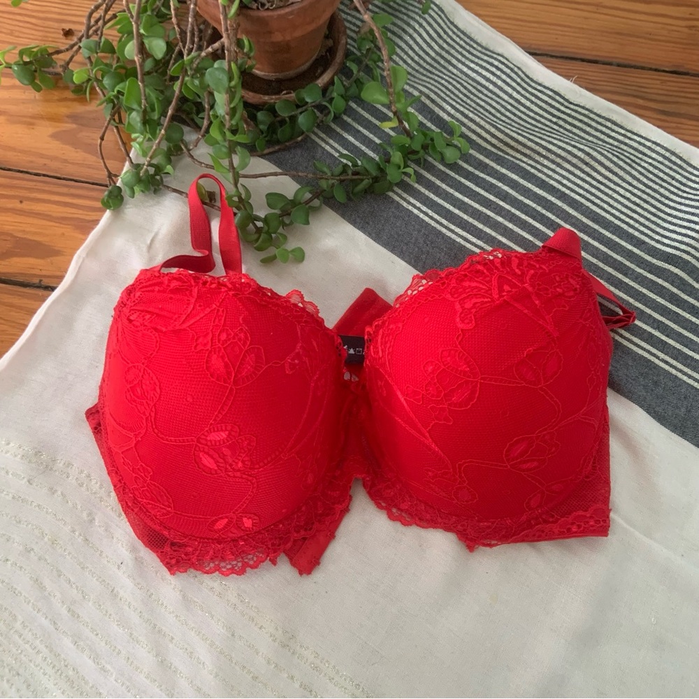 Red Lace Underwire Bra
